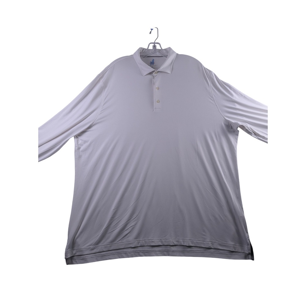 Johnnie-O Polo Shirt Mens XXL White Featherweight Swing Long Sleeve UPF 50
